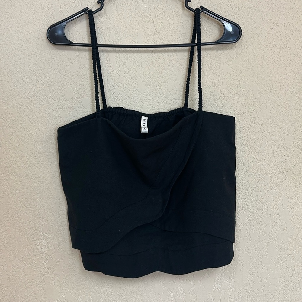 MIRTH Black Asymmetrical Crop Camisole Tank Top